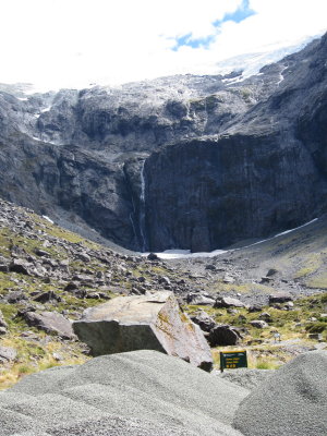 The mountainside that the tunnel was built through