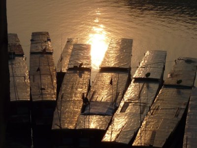 Longtail Boats At Sunset