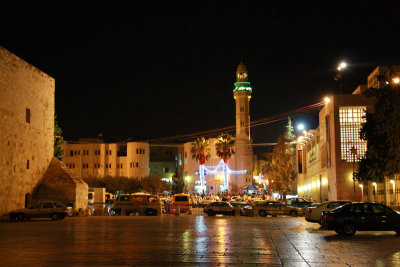Manger Square and Mosque of Omar by night
