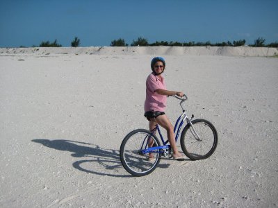 Galina on bicycle-leeward beach