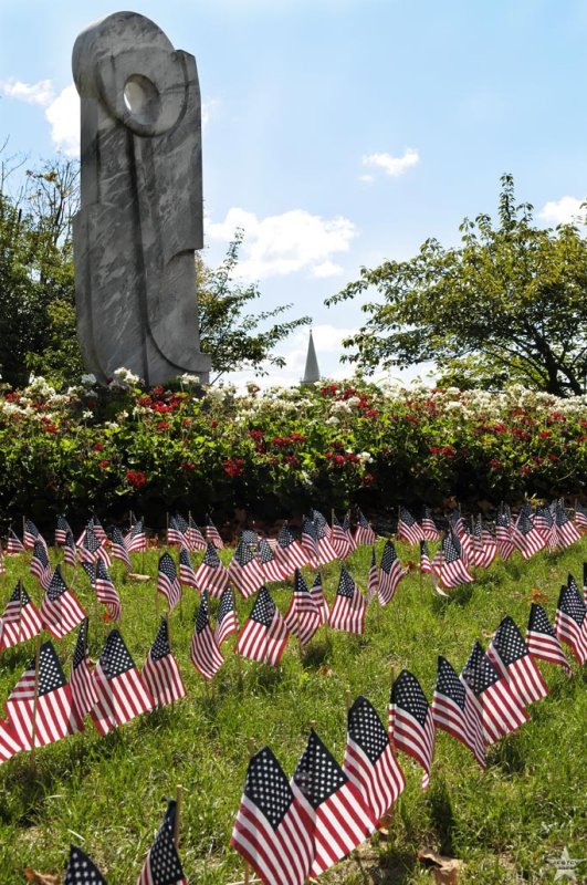 Statue with Flags