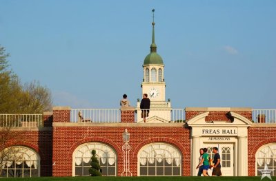 Freas Hall with Students