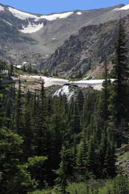 Hike 2 the lake. Distant Waterfall (glacier runoff water)