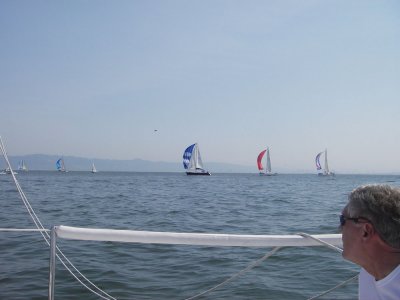 Maybe cutting closer to Angel Island will make up for the longer course with breeze? - 154