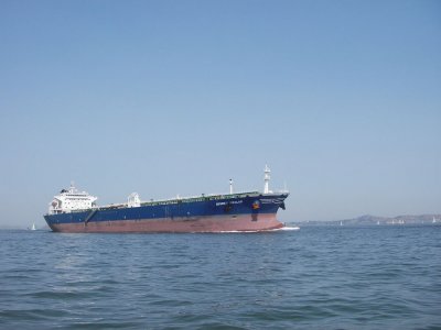Tanker ended our race by heading straight for us. Didn't have the wits to take the photo until safe out of her path - 156