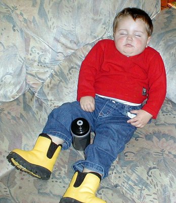 love is, wearing my Bob the builder boots