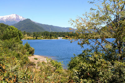 Lake Neltume and Choshuenco volcano
