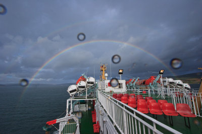 Rainbow over ferry