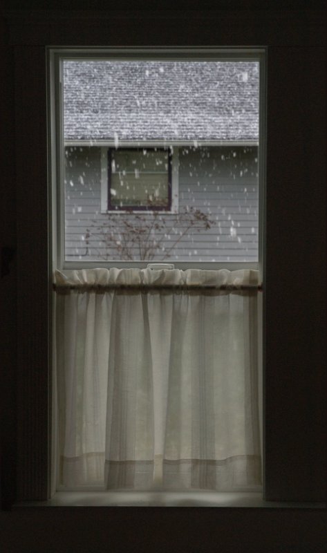 snow through window