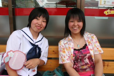 2 Girls In Front Of Takayama JR Station