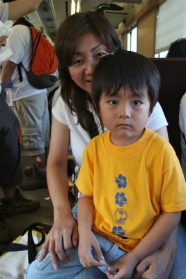 Mother & Son On The Train To Hagi (4)