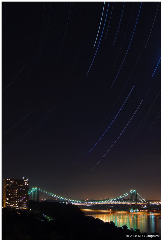 Star Trails Over The George Washington Bridge