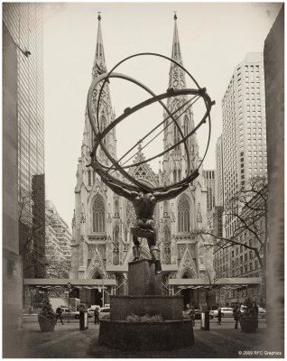 Atlas & Saint Patrick's Cathedral Vintage