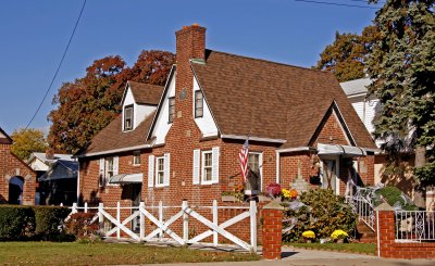 typical american home  in Queens on halloween  day -full  .jpg