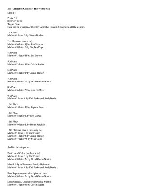 2007 Alphabet Marble Contest