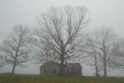 Fog and abandoned house