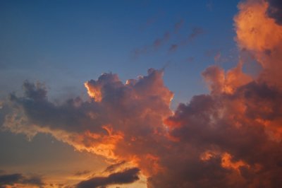 Setting sun reflecting on  Clouds