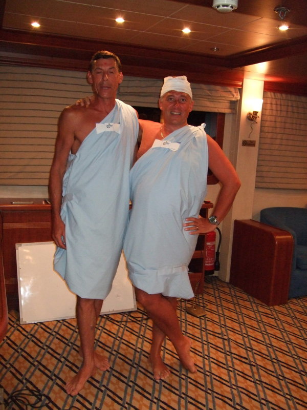 Guess they didnt have enough airline weight allowance to bring suits to dress for dinner.