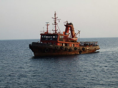 A boat used for maintaining reef markers in remote parts of the Red Sea