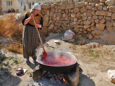 Avanos:  This lady was cooking up a large pot of tomatoes and other vegetables