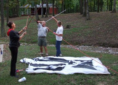 Settng up the tent