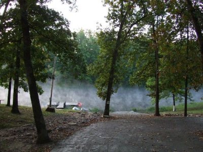 Steam coming off the lake