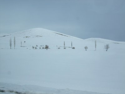 White snow in the high plains between Adana and Cappadocia