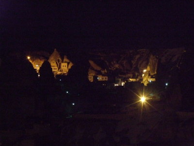 Goreme: A night view from our hotel