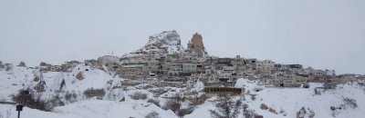 The view of Uchisar in the snow was spectacular!