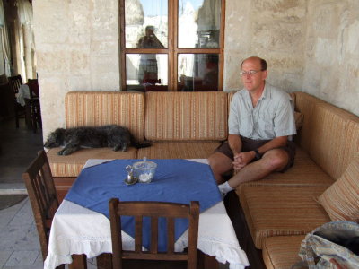 Goreme: Every dog has his day--settee on the terrace