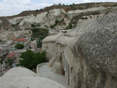 Goreme: Looking down, towards are room on the right.