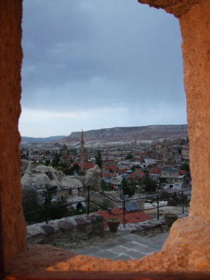 Goreme: Even our bathroom window had a great view of Goreme and Rose Valley