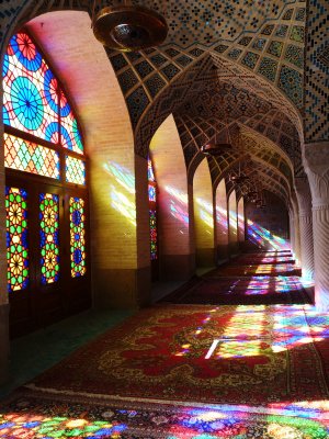 stunning stained glass in the Winter Prayer Hall