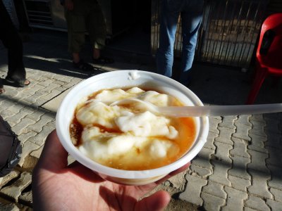 paludeh - a type of sorbet made of rice flour, grated fruit and rose-water (IR3000 a bowl)