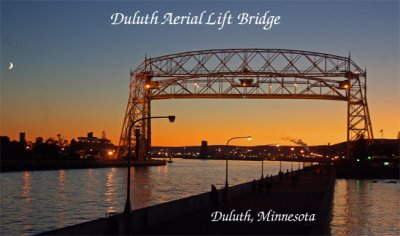 Duluth Aerial Lift Bridge with moon