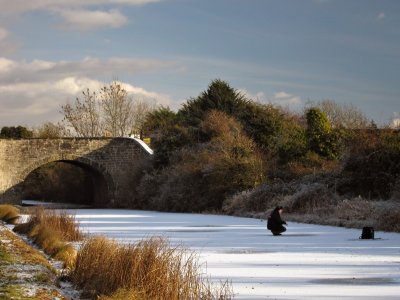 Ice fishing at Collins Bridge