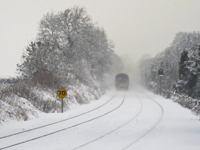 Train in snow near Maynooth