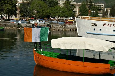 Boatman with Irish flag