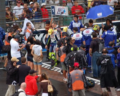 Rossi checks traction on the bricks.jpg