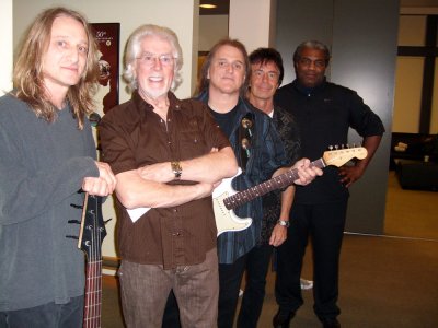 John Mayall's new band. (L to R) Greg Rzab, John Mayall, Rocky Athas, Tom Canning, Jay Davenport. Los Angeles 2009.
