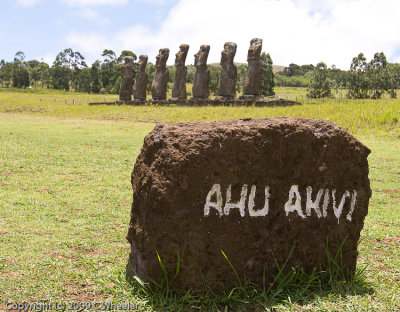 Ahu Akivi moai, the only moai to face the sea