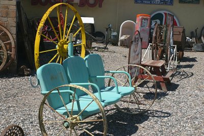 Could you use these three mobile chairs ... perhaps hitch them to your buckboard wagon ...