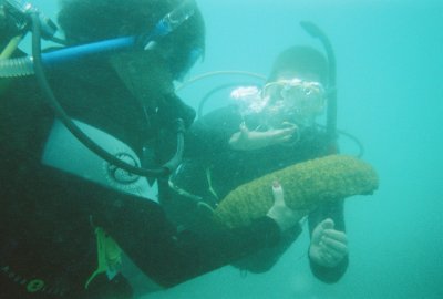 Mom holding a sea cucumber.jpg