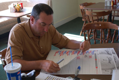 Ball checks the scores