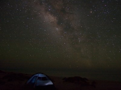 Tent camping under the Milky Way