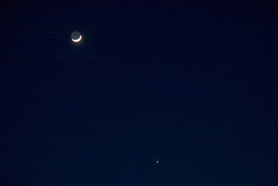 Moon and Venus closeup