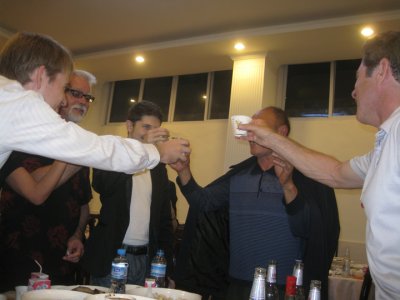 Grandpa toasting bride and groom to be
