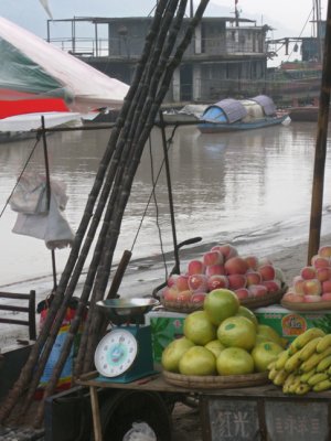 Local produce brought in from the other side of the river