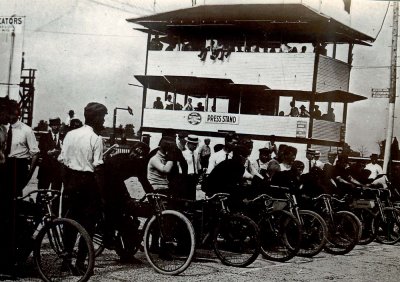 Starting Lineup for the First Moto Race at Indy in 1909