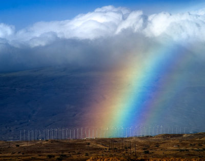 Rainbow over wind farm